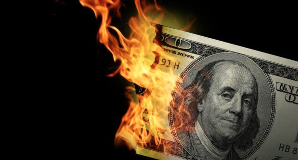 money on fire